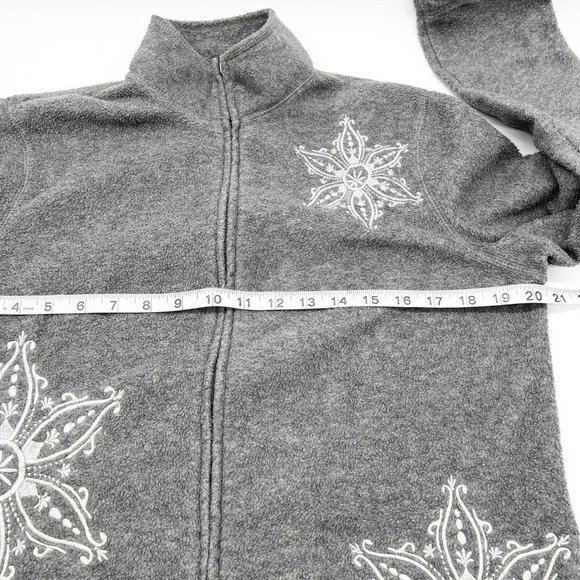 Croft & Barrow Fleece Full Zip Snowflake Embroidered Christmas Jacket Medium - Picture 6 of 8